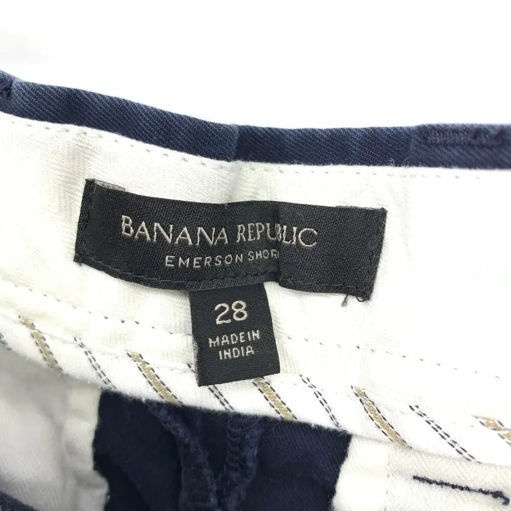 Banana Republic Shorts Men's Size 28 Emerson Relaxed-Fit  Flat Front Chino Blue